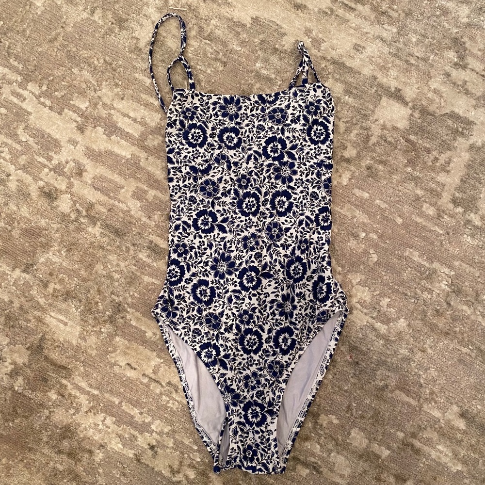 Splendid Blue and White Floral One Piece Swimsuit